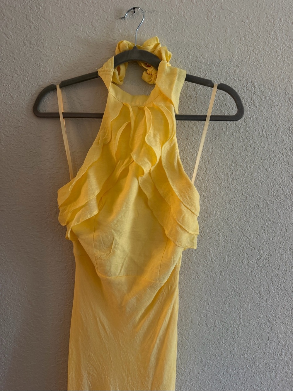 Showpo Yellow Ruffle Halter Dress